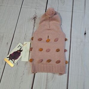 Rachel Zoe Pink Knit Dog Hoodie Sweater Size XS